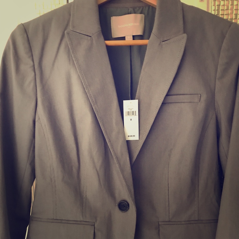 Banana Republic Blue and White Striped Blazer